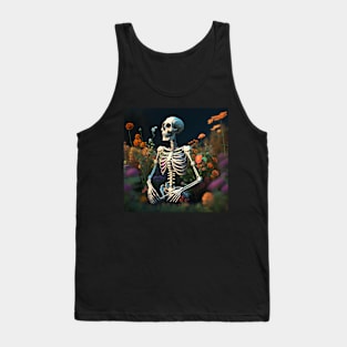 Skeleton in garden Tank Top